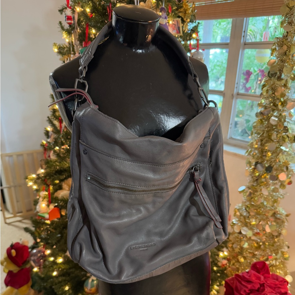 LIEBESKIND Berlin Gray Soft Leather Shoulder Bag